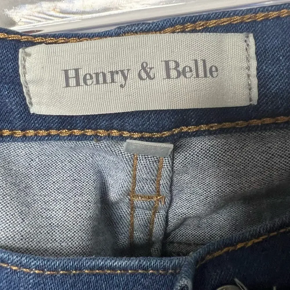 HENRY & BELLE Ideal Crop Skinny Jeans Cuffed Mid Rise Medium Wash Denim Size 31